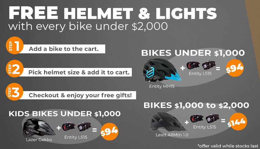 Free Helmet and Light with Bikes Under $2,000